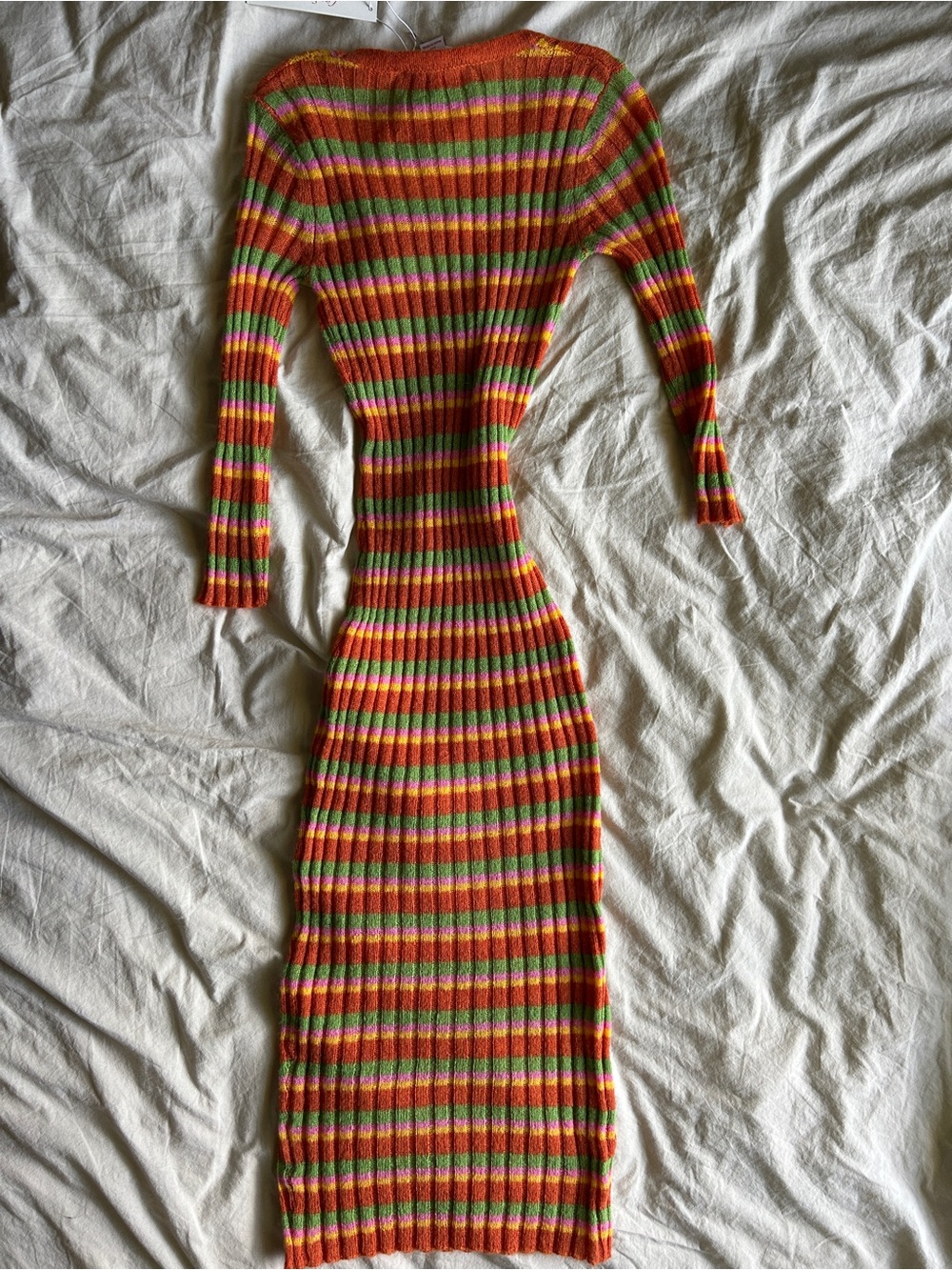 Lisa Says Gah NWT XS/S Ribbed Long-Sleeve Striped Knit Dress - Multicolor - Picture 5 of 6